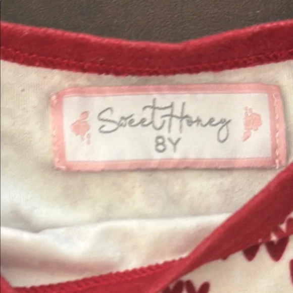 SweetHoney Red and White Pajama Set 8Y - Picture 2 of 3